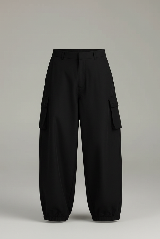 Pantalon Cargo Noir Ample Streetwear Homme Résistant - Polyester - vue 3