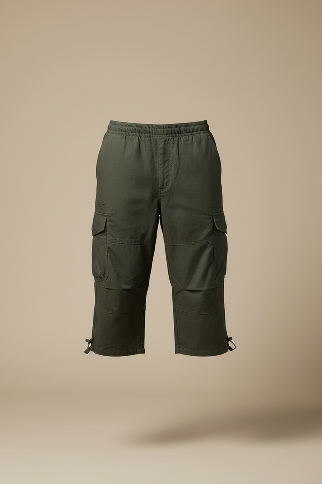 Pantalon Cargo Vert Kaki Court Multipoches Décontracté Homme - Toile - vue 3
