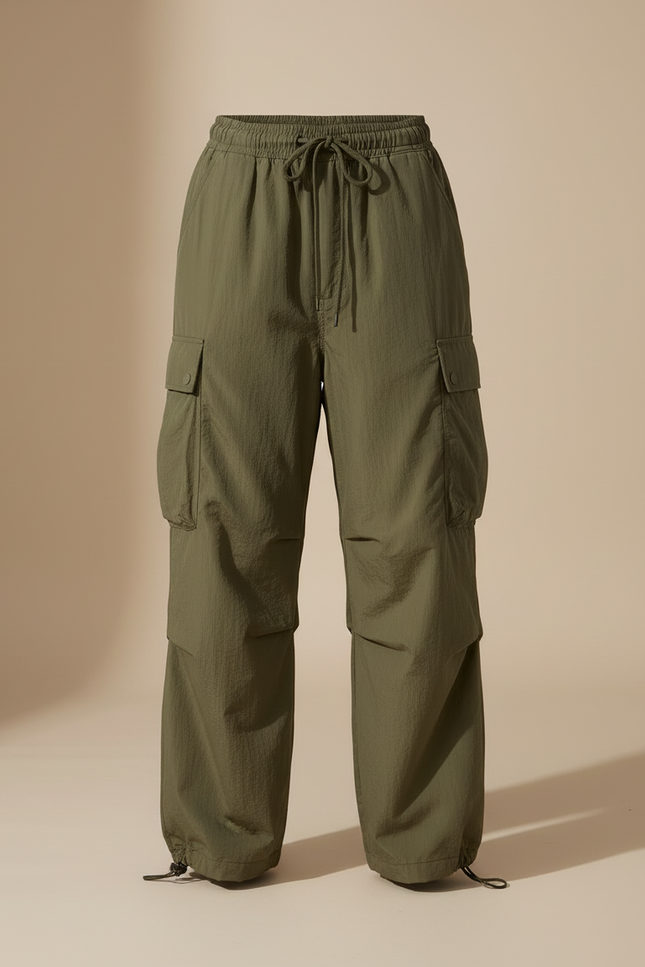 Pantalon Cargo Vert Militaire Ample Multipoches Décontracté Femme - Kaki Polyester - vue 3