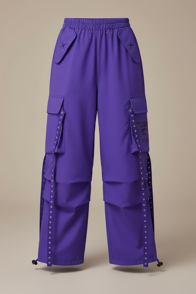 Pantalon Cargo Violet Ample Fille Ceintures - Polyester - vue 3