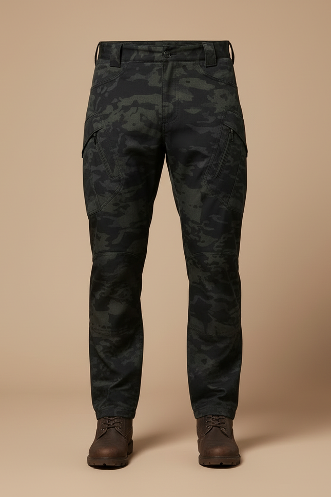 Pantalon Cargo Camouflage Militaire Ajusté Homme Multipoches - Multicolore Toile - vue 3