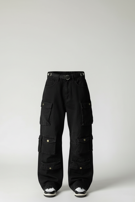 Pantalon Cargo Taille Basse - Noir Jean - vue 3