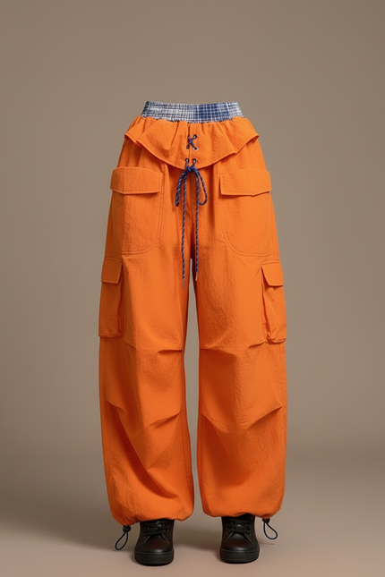 Pantalon Cargo Orange Ample Parachute Femme - Polyester - vue 3