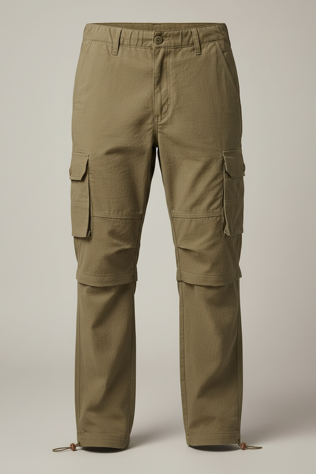 Pantalon Cargo Kaki Droit Décontracté Multipoches Homme - Toile - vue 3
