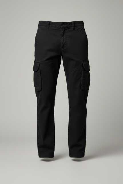 Pantalon Cargo Noir Décontracté Homme Multipoches - Toile - vue 3