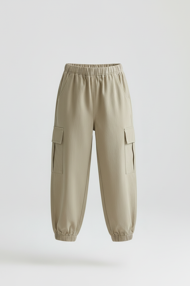 Pantalon Cargo Beige Ample Coton Enfant - vue 3