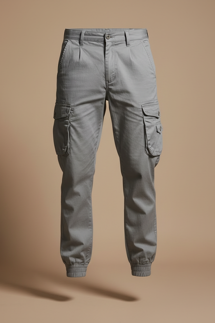 Pantalon Cargo Gris Homme Jogger Multi-Poches Décontracté - Gabardine - vue 3