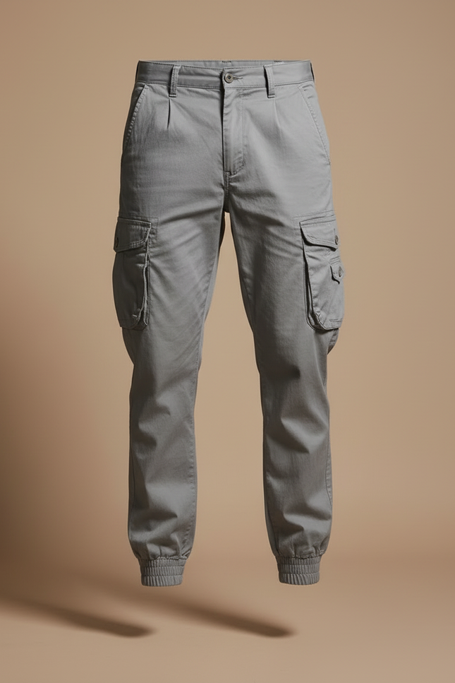 Pantalon Cargo Gris Homme Jogger Multi-Poches Décontracté - Gabardine - vue 3