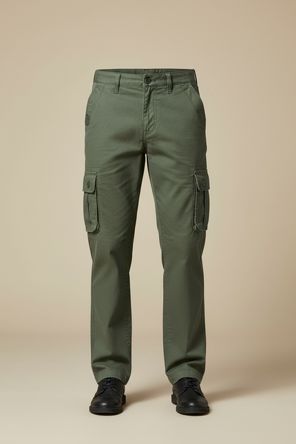 Pantalon Cargo Vert Kaki Décontracté Multipoches Homme - Toile - vue 3