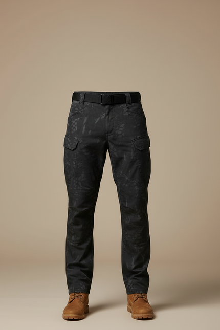 Pantalon Cargo Tactique Camouflage Noir Multipoches Résistant - Toile - vue 3