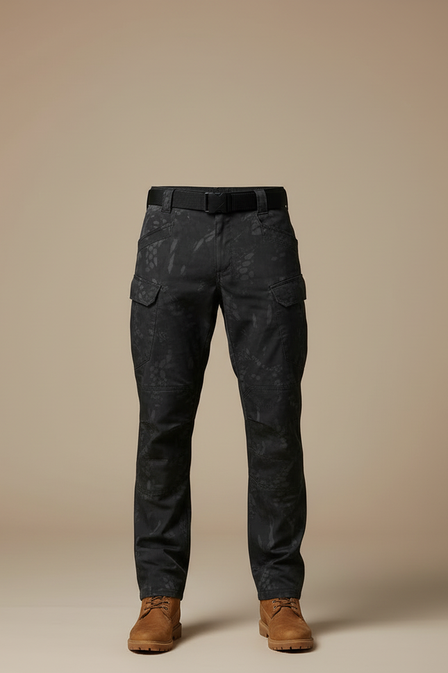 Pantalon Cargo Tactique Camouflage Noir Multipoches Résistant - Toile - vue 3