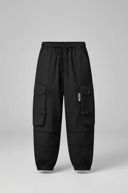 Pantalon Cargo Noir Ample Multipoches Garçon Décontracté - Polyester - vue 3