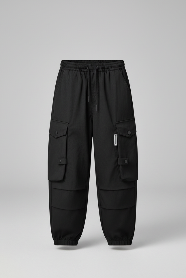 Pantalon Cargo Noir Ample Multipoches Garçon Décontracté - Polyester - vue 3