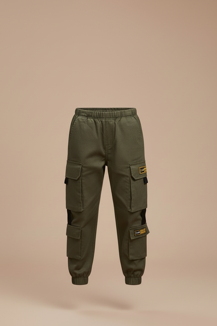 Pantalon Cargo Vert Militaire Coton Ample Poches - Kaki Toile - vue 3