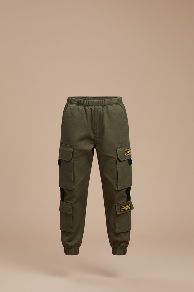 Pantalon Cargo Vert Militaire Coton Ample Poches - Kaki Toile - vue 3