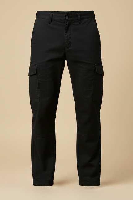 Pantalon Cargo Droit - Noir Toile - vue 3