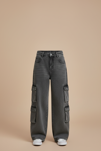 Pantalon Cargo Junior - Gris Jean - vue 3