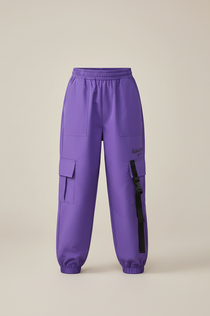 Pantalon Cargo Violet Ample Sangles Poches Enfant - Polyester - vue 3