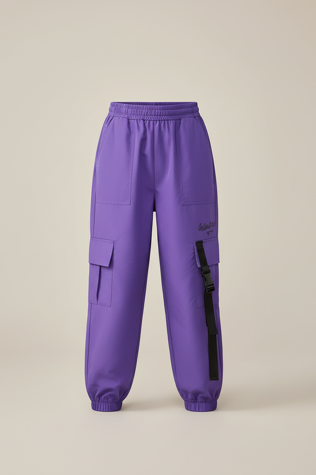 Pantalon Cargo Violet Ample Sangles Poches Enfant - Polyester - vue 3