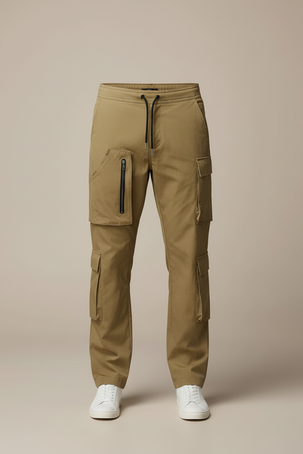 Pantalon Cargo Kaki Multipoches Zippées Décontracté Homme - Gabardine - vue 3