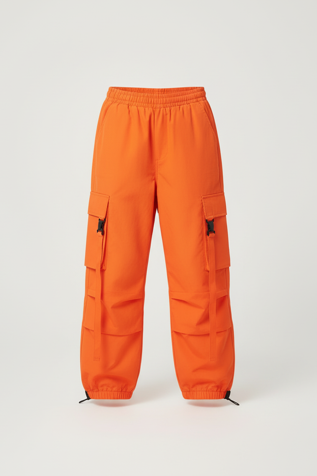Pantalon Cargo Orange Ample Enfant Hip Hop - Toile - vue 3