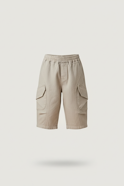 Pantalon Cargo Garçon Écru Taille Élastique - Beige Toile - vue 3