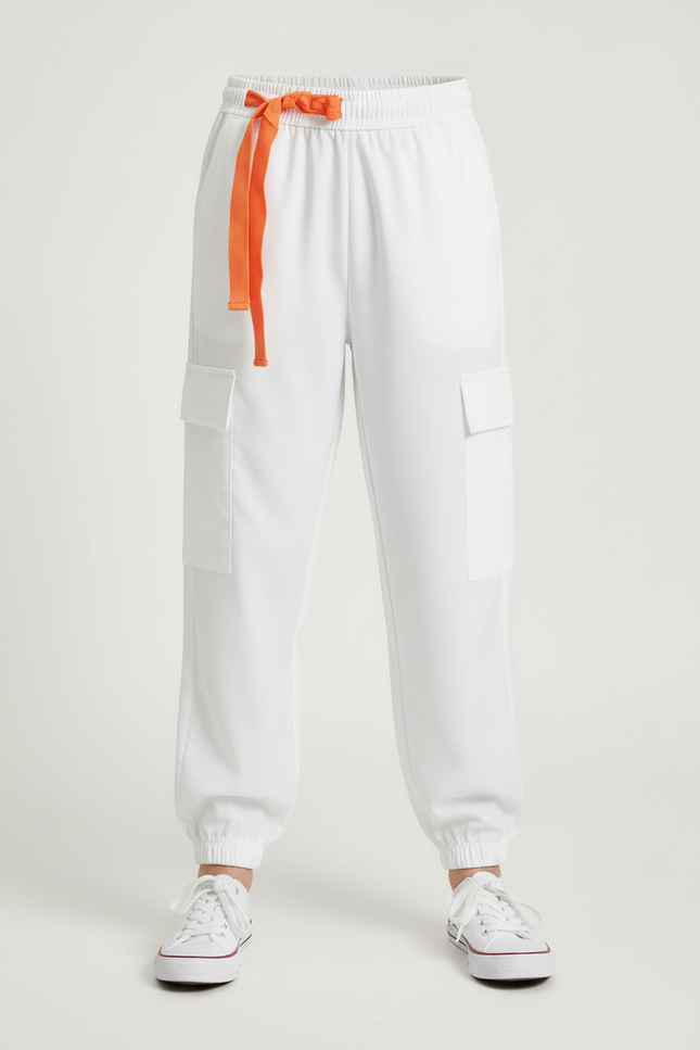 Pantalon Cargo Blanc Ample Enfant Sport Décontracté - Polyester - vue 3