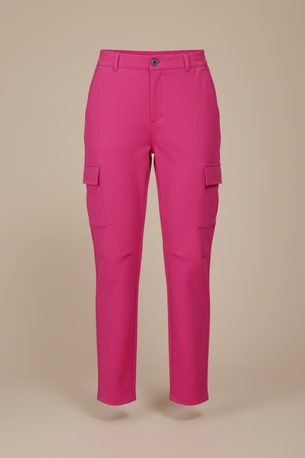 Pantalon Cargo Rose Fuchsia Femme Taille Élastique - Polyester - vue 3