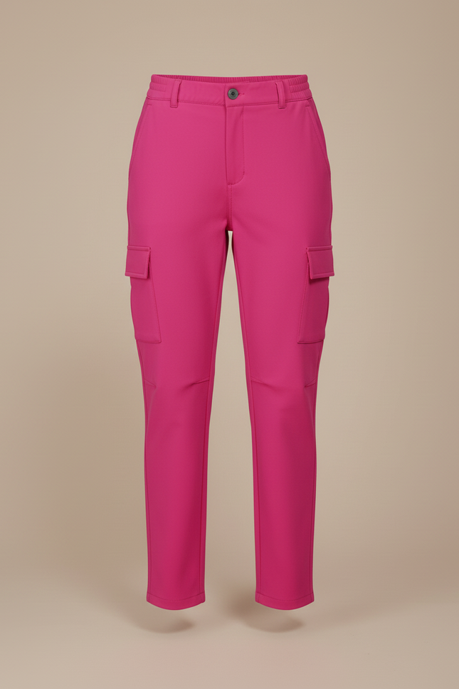 Pantalon Cargo Rose Fuchsia Femme Taille Élastique - Polyester - vue 3