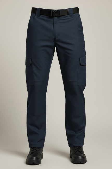 Pantalon Cargo Homme Bleu Marine Tactique Multi-Poches - Gabardine - vue 3