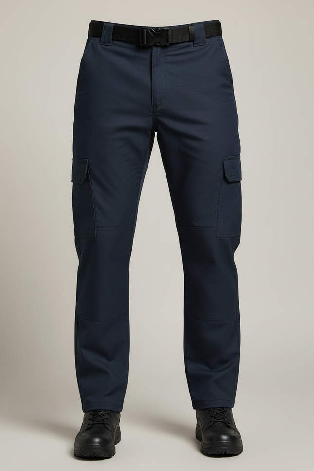 Pantalon Cargo Homme Bleu Marine Tactique Multi-Poches - Gabardine - vue 3