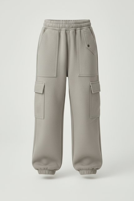 Pantalon Cargo Gris Ample Molletonné Multipoches Fille - vue 2