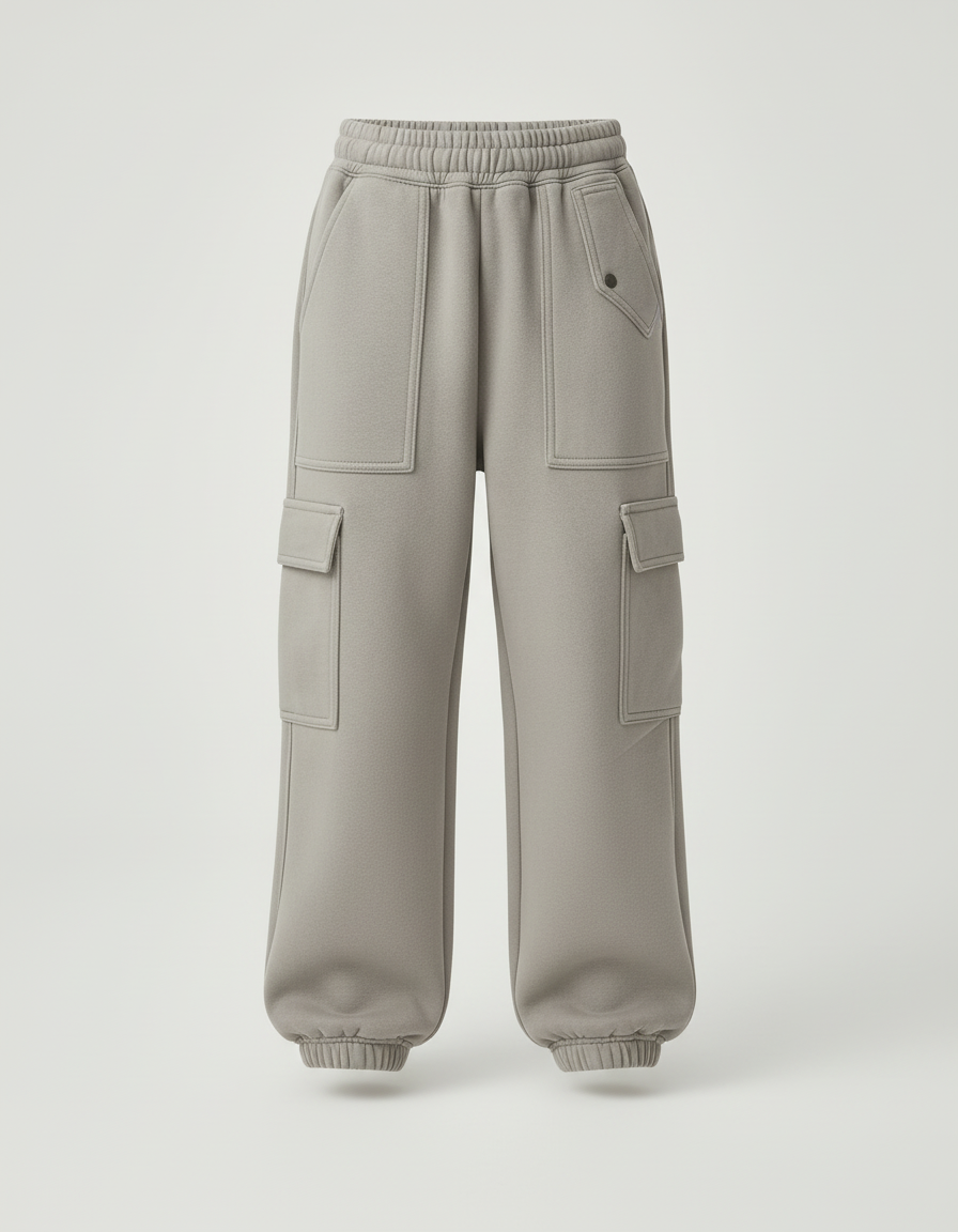 Pantalon Cargo Gris Ample Molletonné Multipoches Fille - vue 2