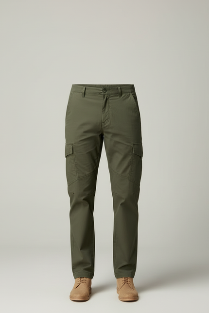 Pantalon Cargo Vert Olive Décontracté Multipoches Homme - Kaki Coton - vue 3