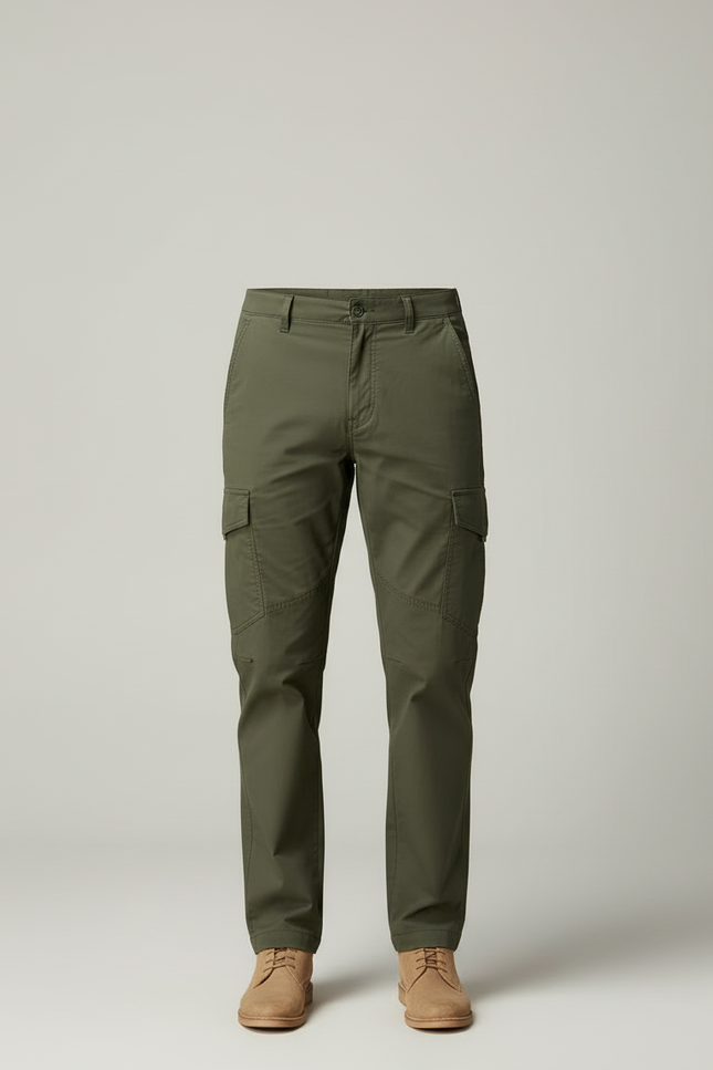 Pantalon Cargo Vert Olive Décontracté Multipoches Homme - Kaki Coton - vue 3