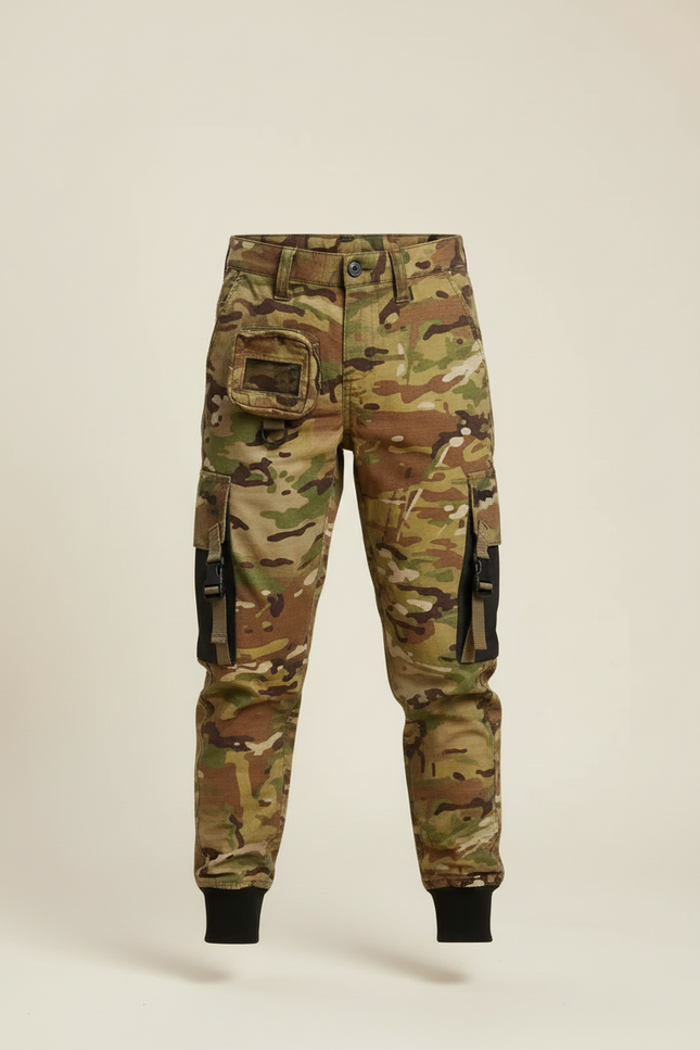 Pantalon Cargo Camouflage Militaire Garçon Multipoches Coton - Multicolore - vue 3