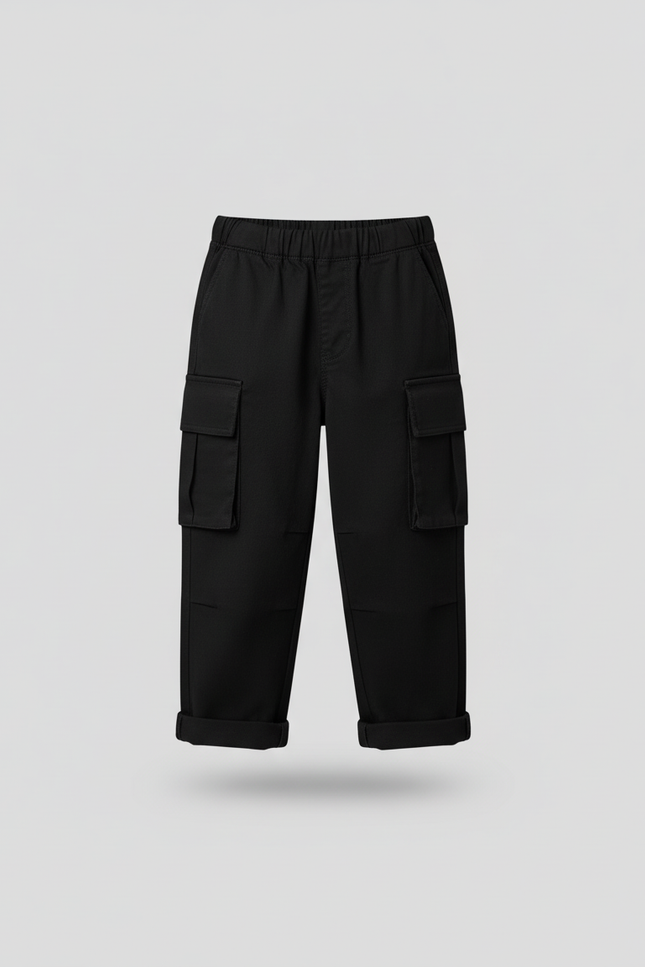 Pantalon Cargo Fille Noir Large - Toile - vue 3