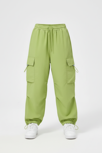 Pantalon Cargo Vert Ample Décontracté Streetwear Fille - Polyester - vue 3