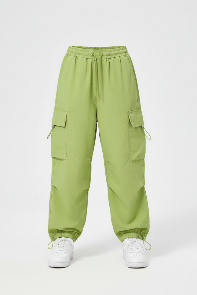 Pantalon Cargo Vert Ample Décontracté Streetwear Fille - Polyester - vue 3