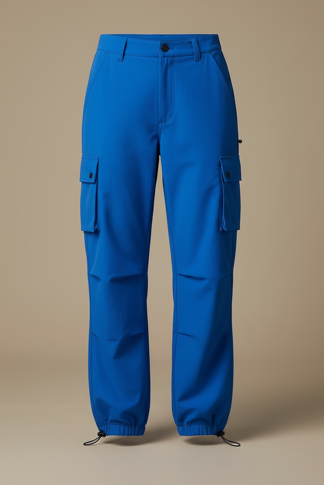 Pantalon Cargo Bleu Vif Décontracté Coupe Ample - Polyester - vue 3