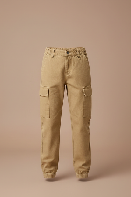 Pantalon Cargo Beige Décontracté Coton Enfant - Toile - vue 3