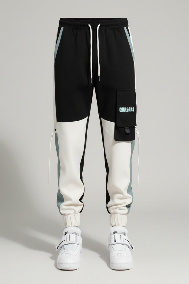 Pantalon Cargo Bicolore Ample Multipoches Streetwear - Multicolore Polyester - vue 3