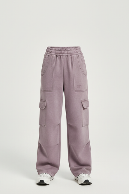 Pantalon Cargo Mauve Ample Décontracté Multipoches Fille - Violet Molleton - vue 3