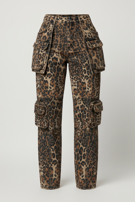 Pantalon Cargo Leopard Femme - Imprimé Jean - vue 3