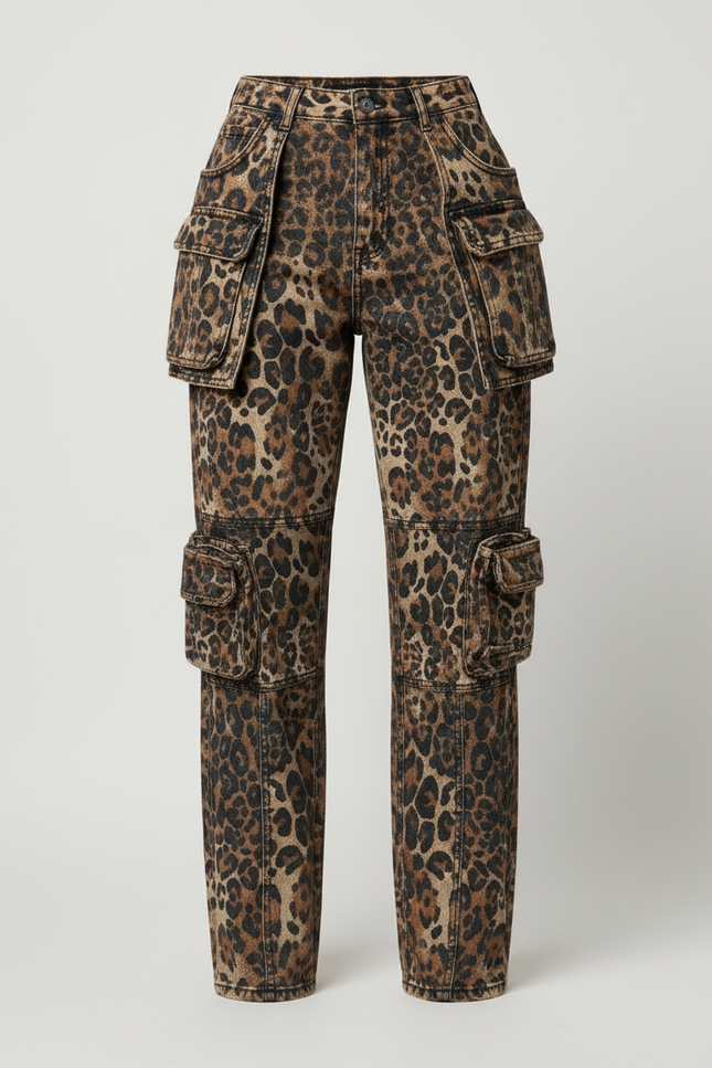 Pantalon Cargo Leopard Femme - Imprimé Jean - vue 3