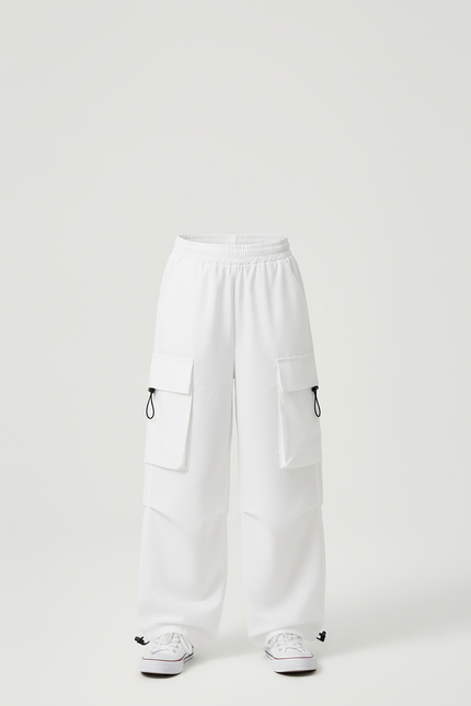 Pantalon Cargo Fille Blanc Parachute - Polyester - vue 3
