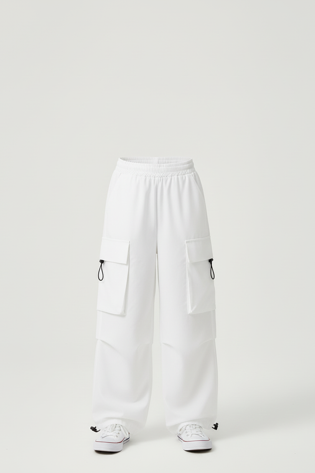 Pantalon Cargo Fille Blanc Parachute - Polyester - vue 3