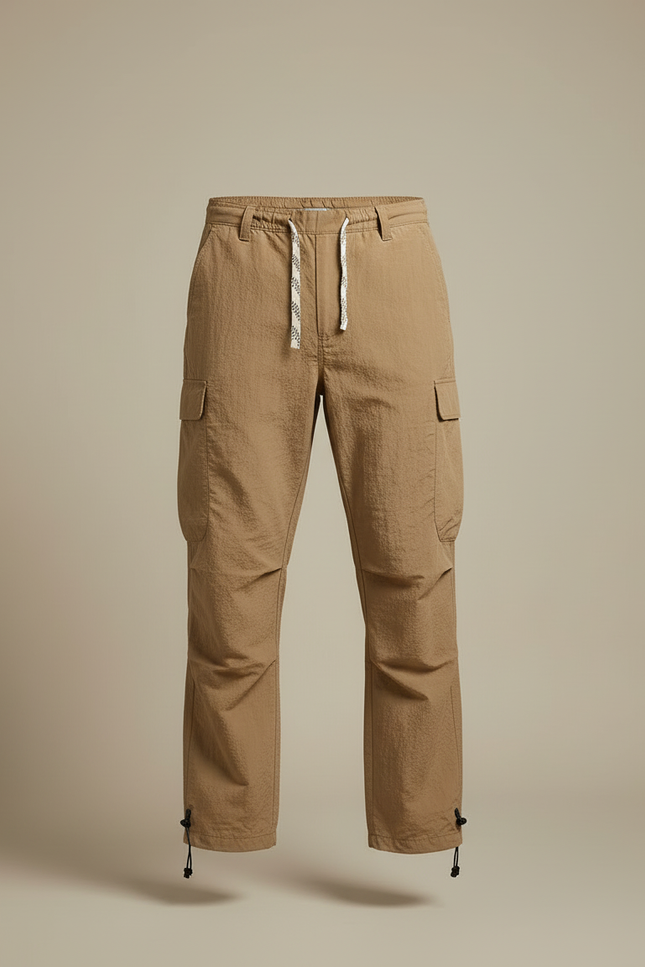 Pantalon Cargo Homme Marron Léger Ample Cordon - Polyester - vue 3