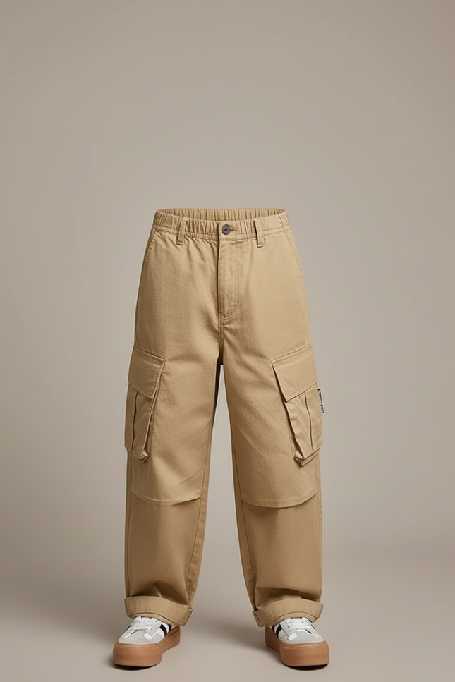 Pantalon Cargo Beige Ample Multipoches Enfant Décontracté - Toile - vue 3