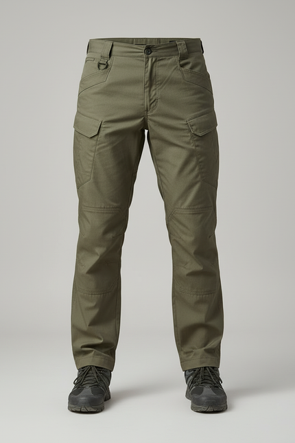 Pantalon Cargo Vert Militaire Durable Homme - Kaki Gabardine - vue 3